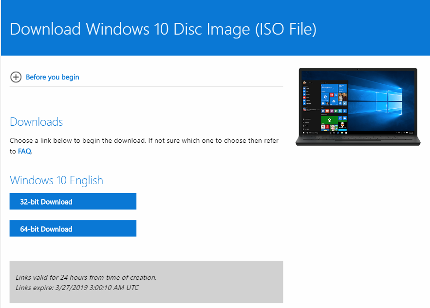 Workaround to directly download Windows 10 without the Media Creation Tool